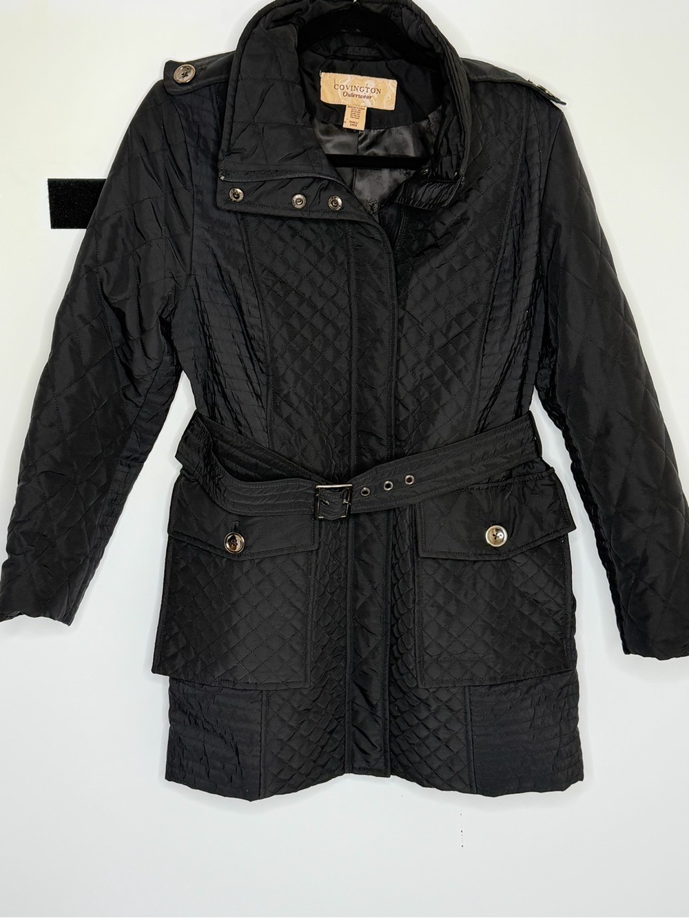 Covington Outerwear Belted Coat Jacket Black For Women Sz. S